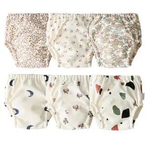 6-Pack Reusable Cotton Training Pants Breathable Unisex Potty Toddler Underpants Super Soft Kids Waterproof Underwear Cute Training Pants