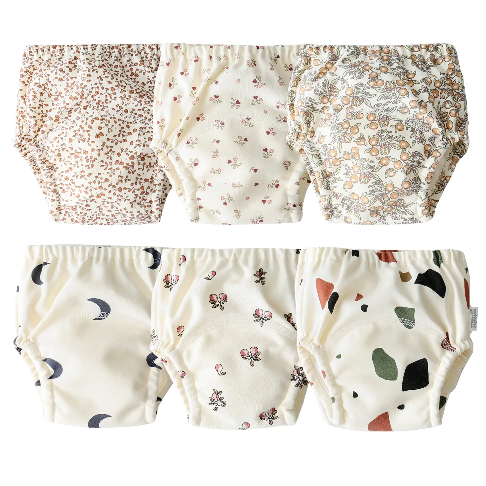 6-Pack Reusable Cotton Training Pants Breathable Unisex Potty Toddler Underpants Super Soft Kids Waterproof Underwear Cute Training Pants