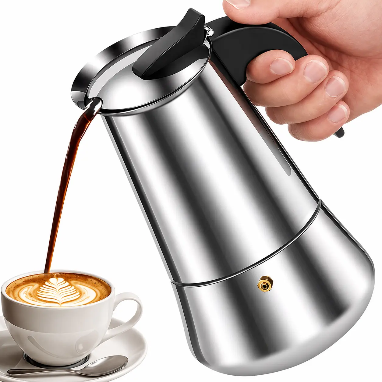 2-Cup Stainless Steel Electric Stovetop Espresso Machine (304L Stainless Steel); 2/4/6/9/12-Cup Instant Coffee Machine; Classic Italian Mocha Machine – Brew Rich, Aromatic Coffee And Cuban-Style Coffee At Home.