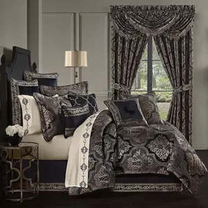 Windham Black 4-Piece Comforter Set By J Queen Windham Black 4-Piece Comforter Set By J Queen