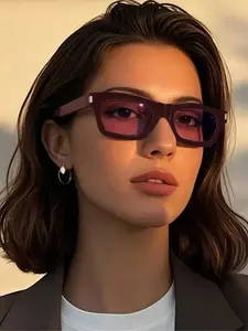 New Rectangle Fashion Glasses, Trendy Multicolor, Unisex Daily Simple Style, Versatile Decorative Eyewear for Men and Women