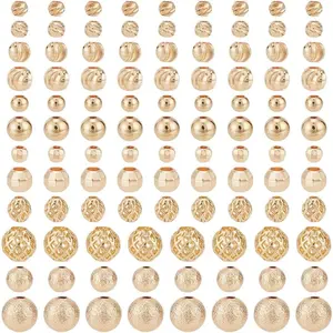 120 count 14K  Spacer Beads 4/5/6/8mm Beads Brass Round Beads Metal Loose Beads Long-Lasting Spacers for Clay Bead Summer Bikini Beach Layered Stackable Necklace Bracelet  Making