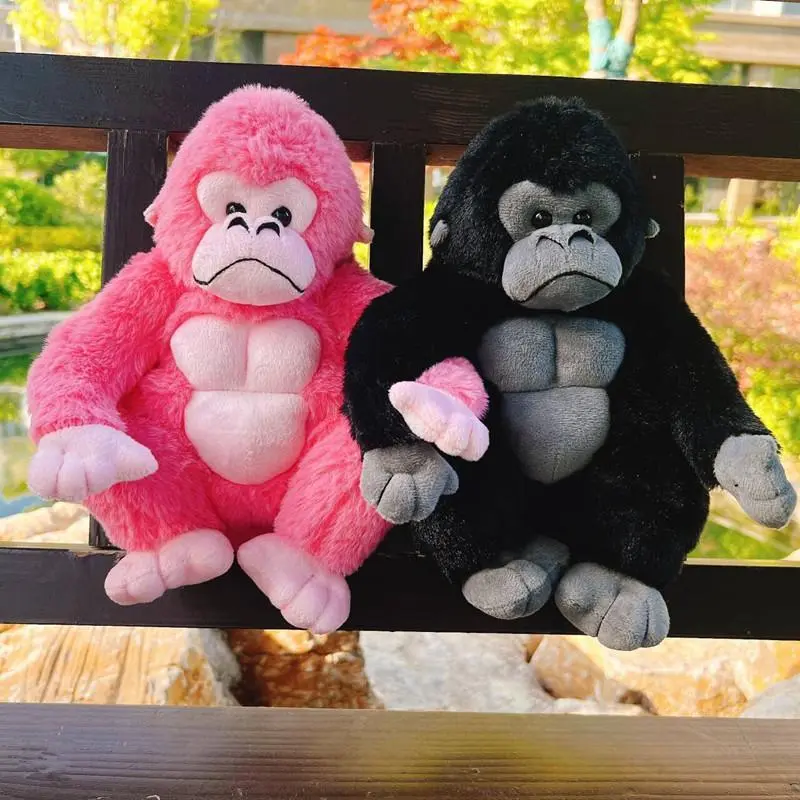 Cute Muscle Gorilla Soft Plush Toy - Pink and Black Unisex Stuffed Animal Doll, King Kong Pillow, Ideal for Kids’ Birthday and Christmas Gifts, Unisex Toy