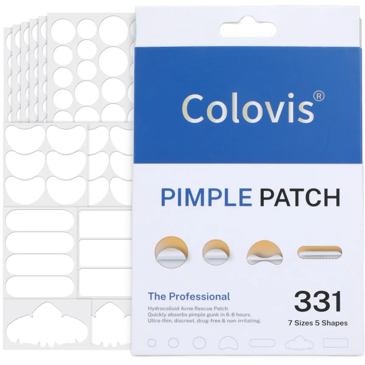 Large Pimple Patches for Face 331 Acne Patches-7 Size, 306 Round & 25 XL Zit Patches Skincare Hydrocolloid Bandages Big Spot Covers with Tea Tree Oil & Salicylic Acid