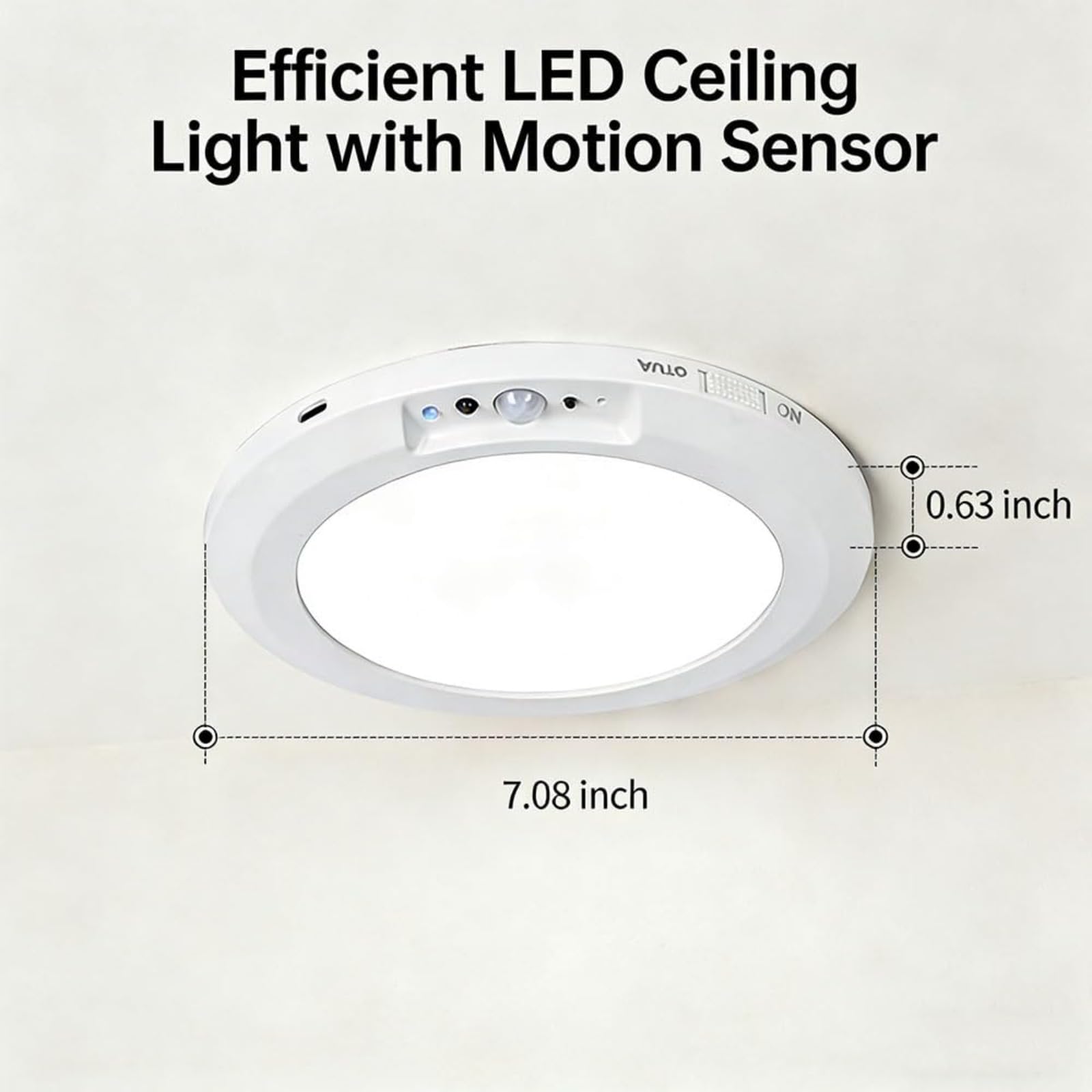 Rechargeable Wireless LED Motion Sensor Ceiling Light with Remote, Magnetic Dimmable 3-Color Battery Operated Lights, 7.48in Ultra-Long 60-Day Life for Closet Shower Hallway Stairs