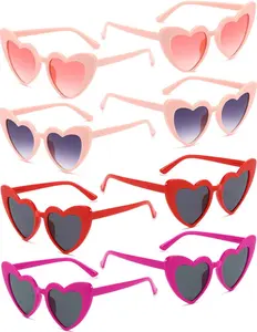 8 Pack Heart Sunglasses   Eye Heart Glasses Retro Bachelorette Bride Sunglasses Bulk for Women