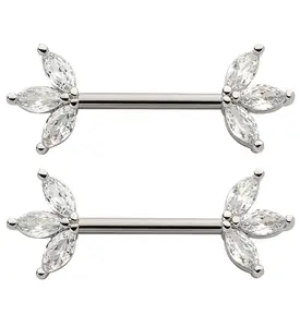 Empress Clear CZ Stainless Steel Nipple Barbell