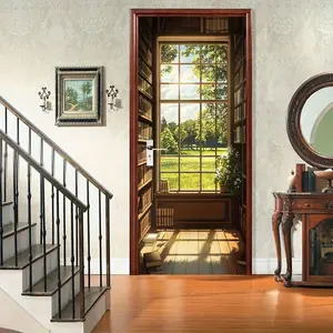 Self-Adhesive Wall Stickers with Natural Landscape Window Art, Modern Paper Wall Decor for Hallway, Porch, Living Room, Bedroom, Office