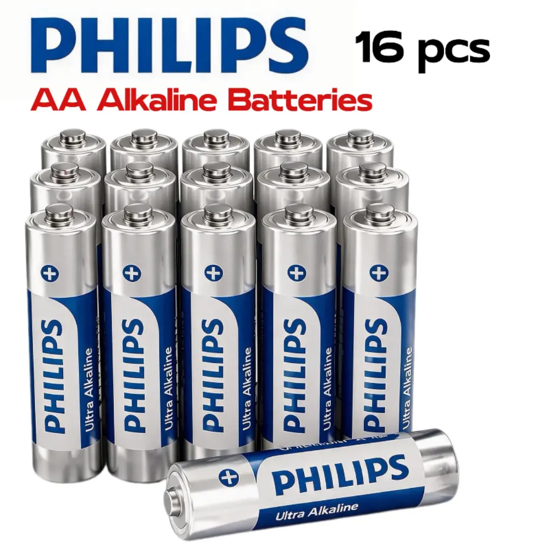 PHILIPS AA Batteries 16 Pack, Alkaline Double A Batteries 1.5V, Long Lasting Power with 10-Year Shelf Life, Non-Rechargeable Batteries for TV Remotes, Toys, Xbox Controllers & Flashlights
