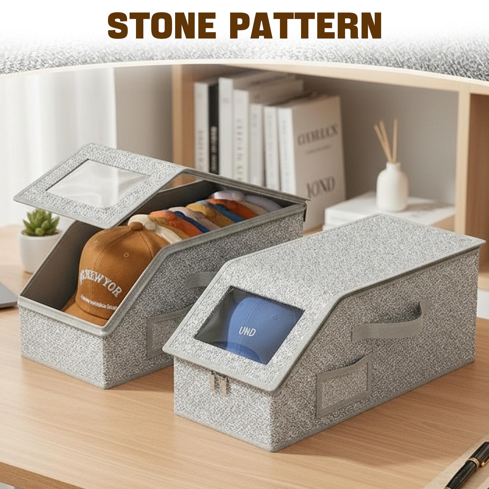 Baseball cap storage box, can hold up to 24 caps – sturdy and foldable wardrobe and bedroom organizer, large-capacity dustproof storage box for storing hats, toys, and accessories, a space-saving home organization solution