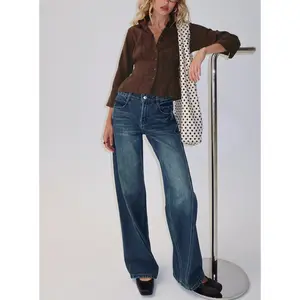 Kellsie High Rise Wide Leg Jeans Dark Blue Wash