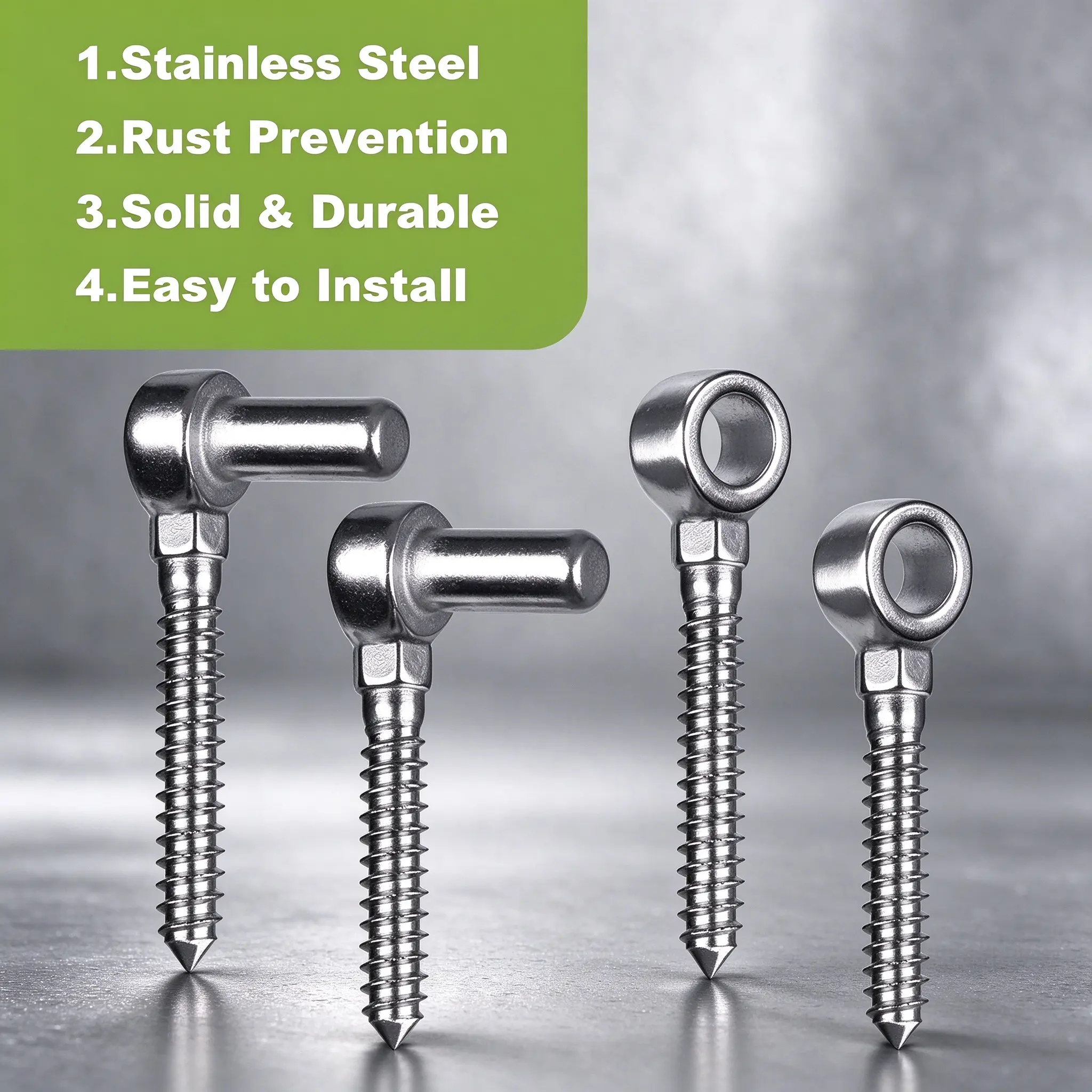 M12 Stainless Steel Gate Hinge Hardware - 2-Pack Adjustable Screw Pin Lag Screw Eye Hinges for Wood, Metal Farm Gates & Fences, Easy DIY Wood Installation Post Eye Component