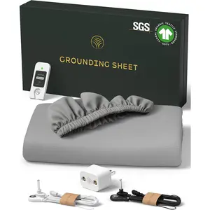 Grounding Sheets  XL, 12% Pure , GOTS Certified, Cool, Soft, Fitted Earthing Sheets with Deep Pockets, Includes Tester, Adapter, 2 Cords, Connected Bedding