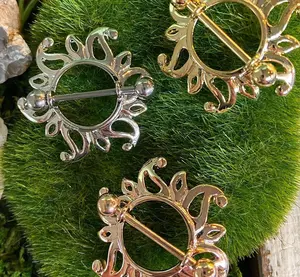 PAIR Swirling Sun Nipple Ring Shields Body Jewelry - Only Rose Gold Available