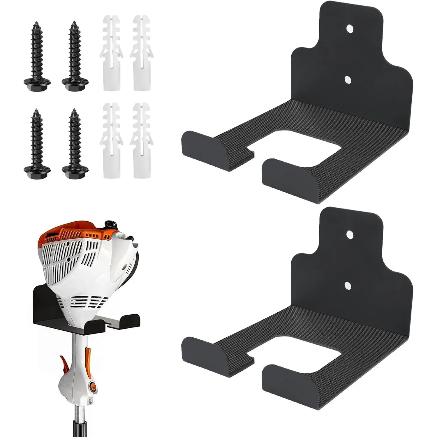 Weed Wacker Holder, Garage Organizer Trimmer Rack, Weed Eater Hangers for Garage Wall, Grass Trimmer, Hedge Trimmer, Garage Trimmer Garden Tools - 2 Pack
