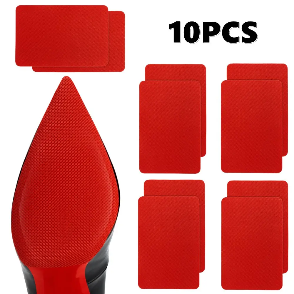 10Pcs Red Sole Protectors, Self-Adhesive Shoe Bottom Protector for High Heels, Silicone Anti Slip Shoe Grips Invisible Red Sole Guard Soft Footwear