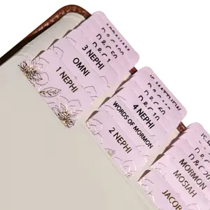 Idyllic Grace - Book of Mormon Tabs - Golden Flowers - Book of Mormon Tabs , Gold Foil Lettering, Journaling, Index Tabs, Matte Laminated, Book of Mormon, Doctrine and Covenants, Pearl of Great Price