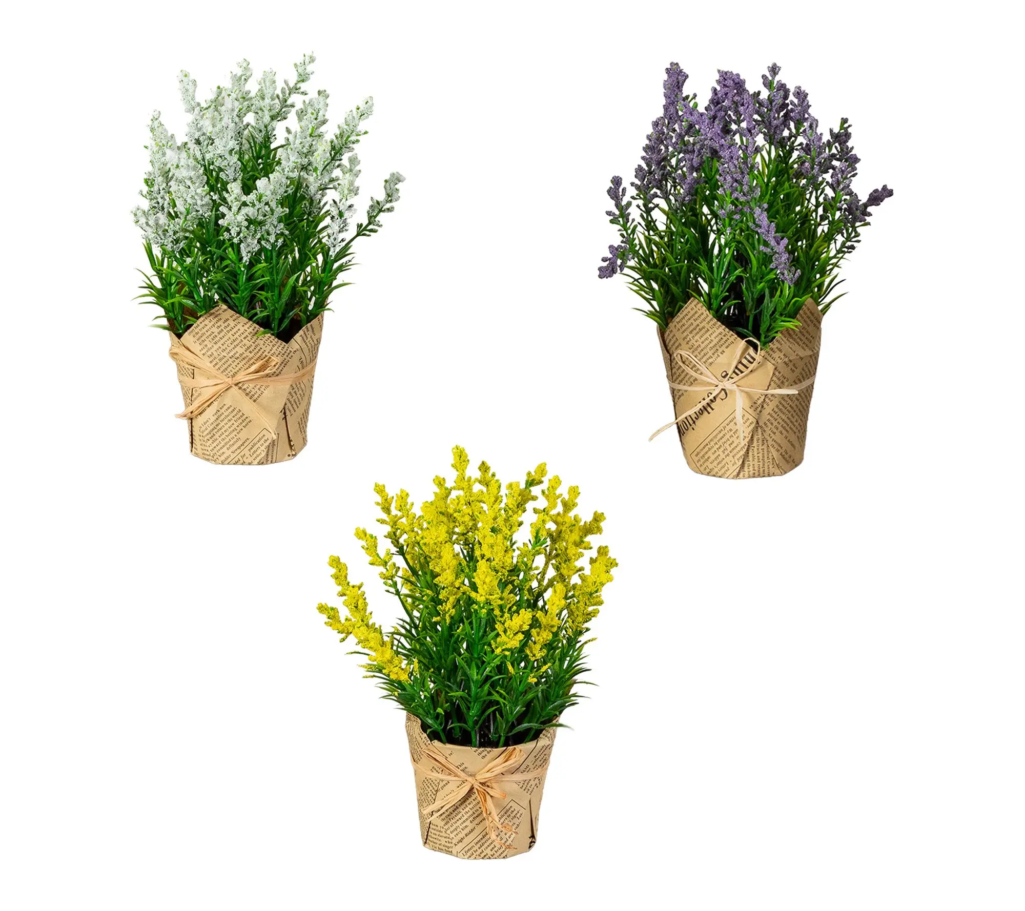 10-in Mixed Lavender in Pot - Set of 3 by Nearly Natural