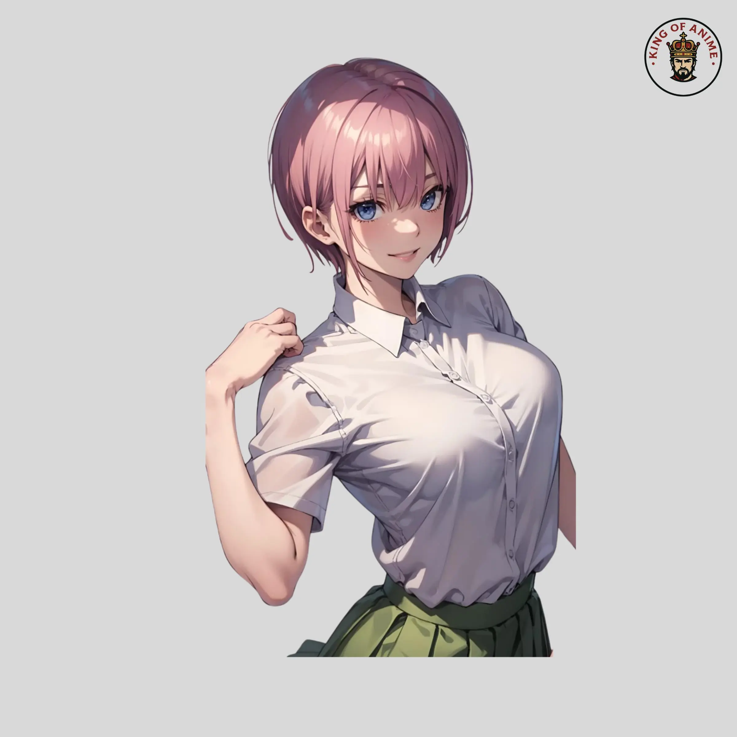 Ichika Nakano Sticker, Vinyl Sticker of Anime Schoolgirl Waifu with Pink Hair, Laptop and Notebook Decor