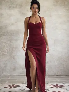 ￼ Lunea Backless Strapless Plain Slim Fit Dress, Sexy All Season Women's Clothing, Perfect for Casual & Daily Wear