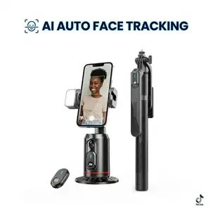 AI Auto Face Tracking Tripod Combo, 360° Rotating Auto Tracking Phone Stand with Selfie Stick Tripod, No APP Required, with Remote Handle and Gesture Control, Smartphone Cellphone Camera phone tripod