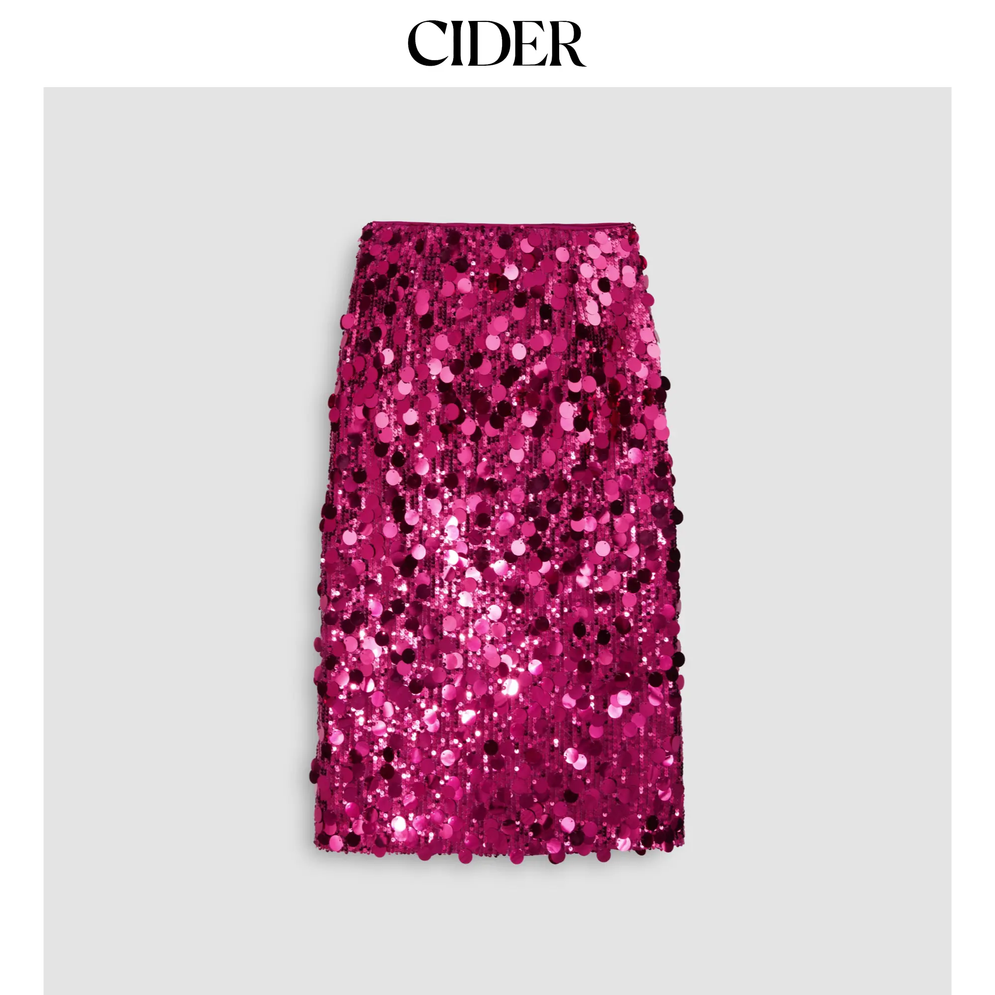 Cider [2 colors, size 0-26] Sequin Mid Waist Split Midi Skirt, Glitter, Sparkly, Women, Sequins, Party