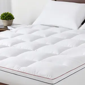 Mattress Topper King - Pillow Top Mattress Pad Thick Cover with Deep - Mattress Topper for Back Pain - Overfilled 3D Snow Down Alternative Plush Mattress Protector (King,White)