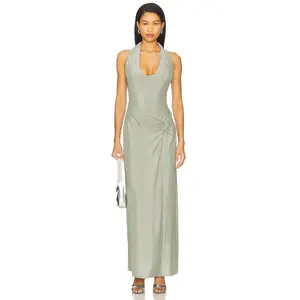 Lovers and Friends Angelina Maxi Dress in Sage Green Shine