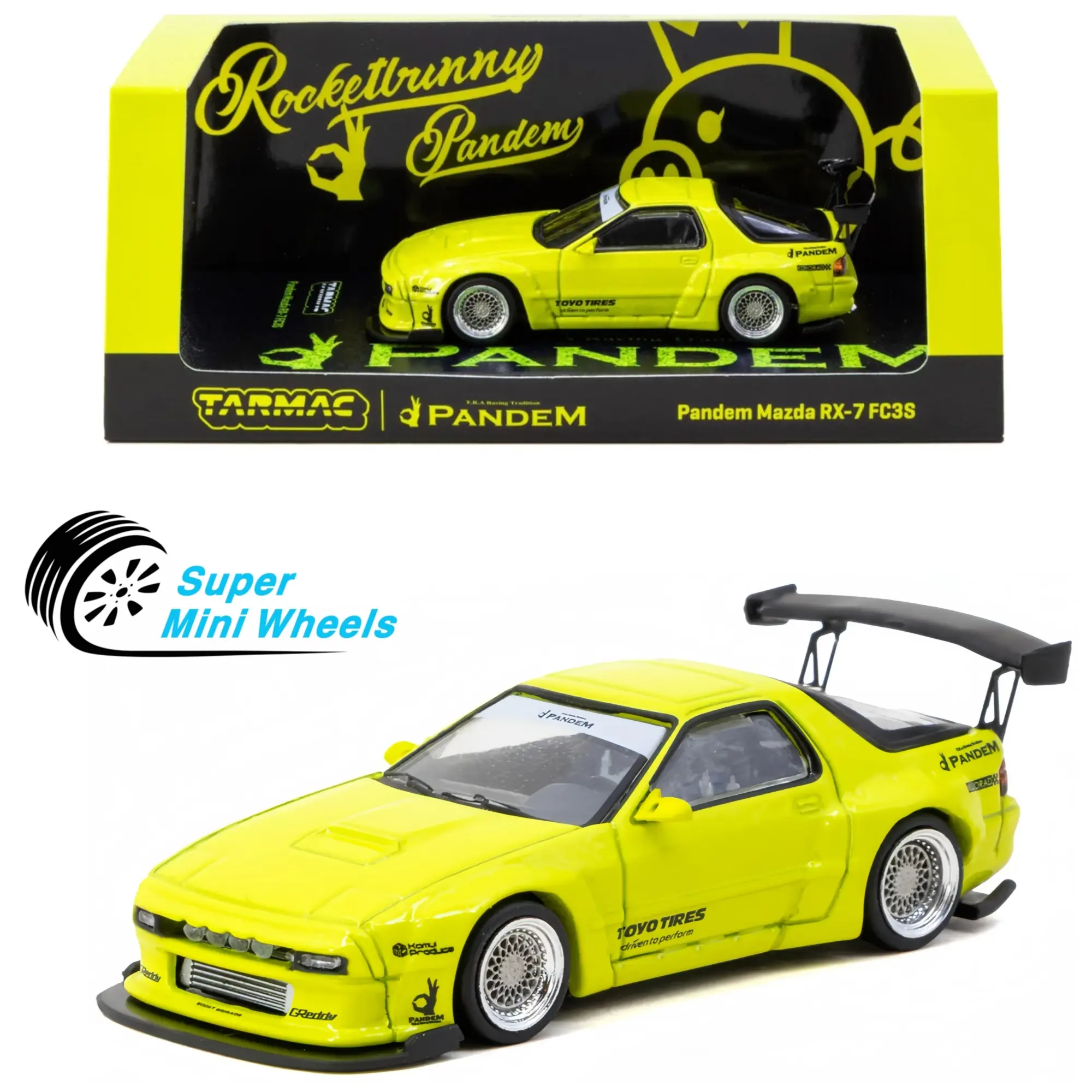 Tarmac Works 1:64 Pandem Mazda RX-7 FC3S – Yellow