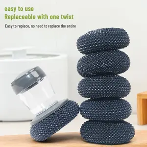 3-in-1 Self-Filling Soap Dispenser Brush with comfortable Grip for Easy Pot & Pan Washing Replaceable with One Twist Tool Kitchen Cleaning scrub daddy