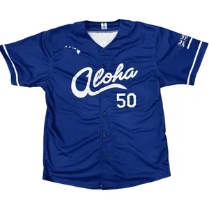 Aloha Dodgers Button Down Jersey | Dodger Blue | ANXD Crenshaloha Graphic | Ohana 50 Back Print
