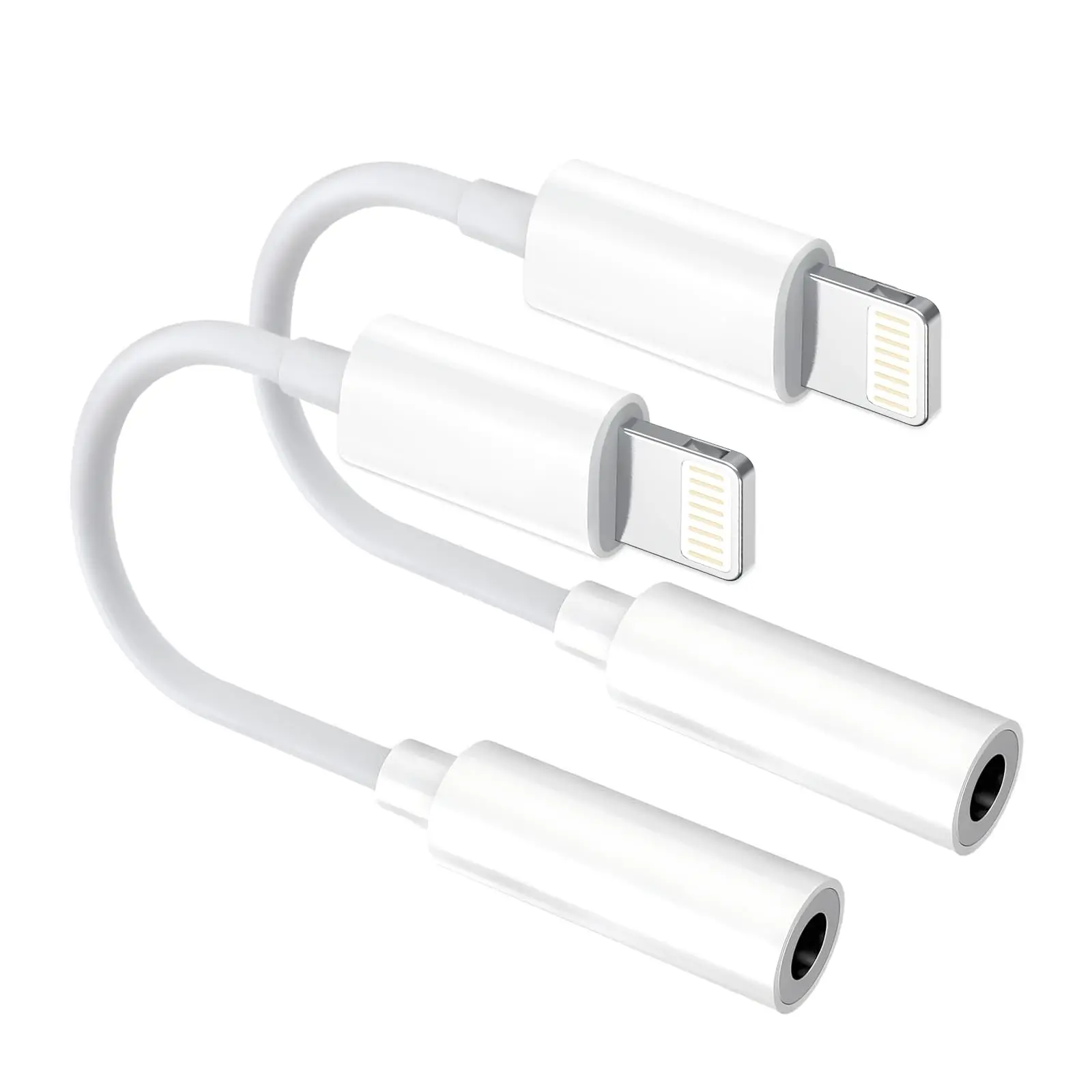 [apple Mfi Certified] 2 Pack Lightning To 3.5mm Aux Audio Adapter  Headphone Jack Converter Dongle For 14/13/12/x/xr & Ipad (supports All Ios Systems)