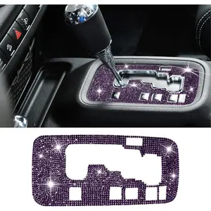 Bling Gear Shift Box Frame Cover Trim Sticker, Gear Shift Panel Trim Sticker, Bling Car Interior Accessories for Women Men, Compatible with Wrangler 2012-2018 (Purple)
