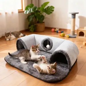 Cat Tunnel for Indoor Cats Removable Cat Beds Washable U Shape Cat Cave Play Pet Supplies Seasonal Cat Couch with Plush Ball