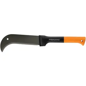 9" Brush Axe with Safety Sheath - Fixed Handle -Curved Blade Branch Chopping Axe - Yard and Garden Tools - Black/Orange