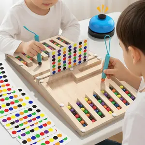 Montessori Wooden Magnetic Maze Board Toy Set Educational Puzzle Game for Kids Color Recognition Logic Thinking Hand Eye Coordination Fine Motor Skills Learning Toy for Toddlers Preschool Learning Activities