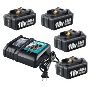 2-Pack 18V Replacement Batteries (5.0Ah Cells) with DC 14.4V-18V Charger for Makita, Compatible with LXT Li-ion BL1860 BL1850 BL1840 & DC18RF (2 Batteries+DC18RC Charger Combo)