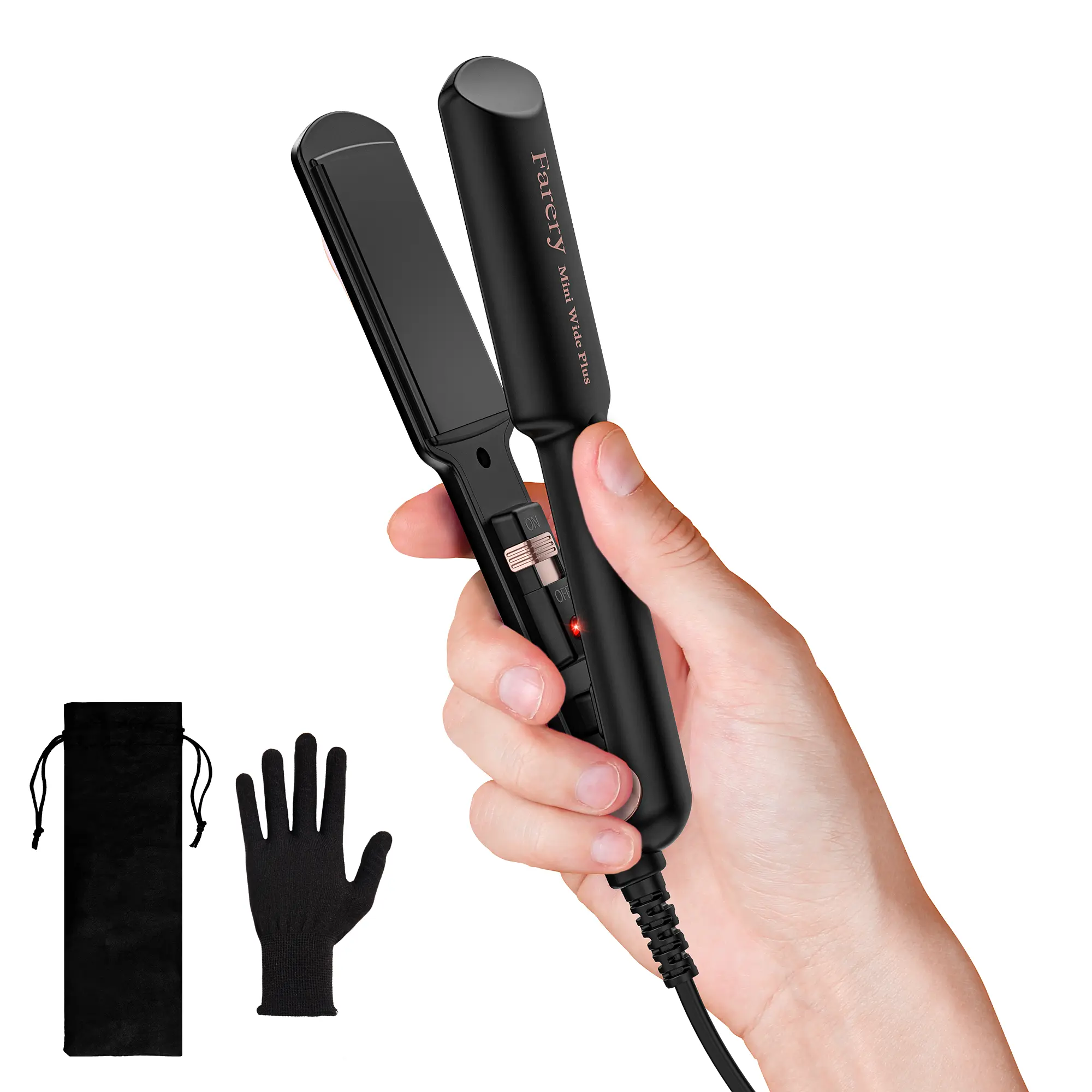Farery 1.5 in Wide Portable Mini Flat Iron - Dual Voltage Hair Styling Tool with Ceramic Plates, Quick Heat, Frizz Control, Storage Bag for Travel