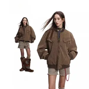 American retro old high-end trendy brand spring and autumn coat jacket trench buttoned to the top