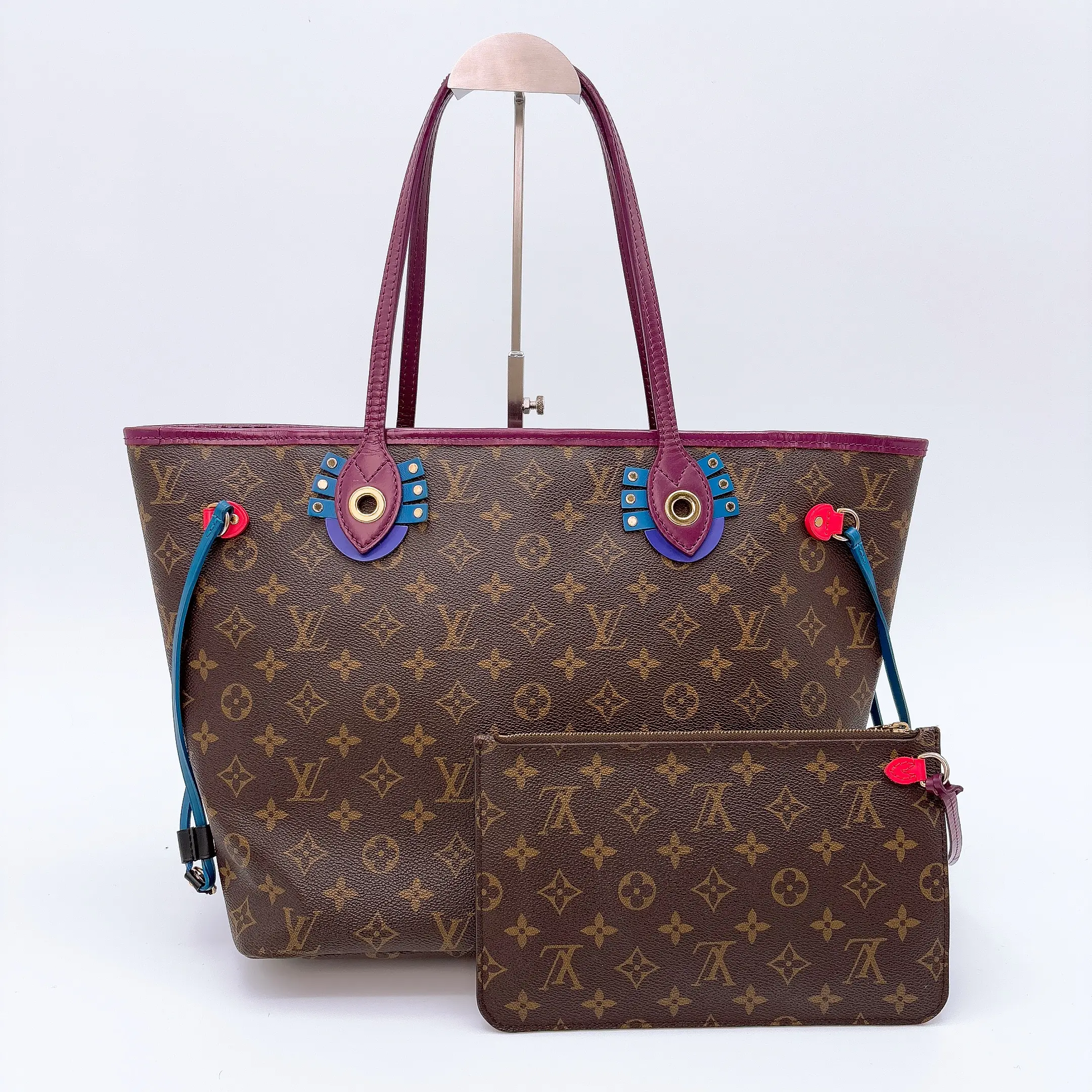 Pre-owned Louis Vuitton canvas Tote Bags Monogram Totem Neverfull MM Magenta