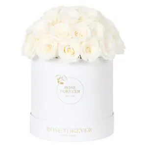 35 White Roses - Dome Arrangement in a White Hat Box