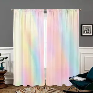 Rainbow Pattern Door Window Curtain, 2 Counts Elegant Art Printing Curtain, Home Decorative Curtain for Bedroom, Living Room, Kitchen, Bathroom, Study