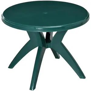 36.25 Inch Round Plastic Patio Table With Umbrella Hole Backyard Bar Table Outdoor Bistro Dining Table For Garden Backyard Poolside Yard