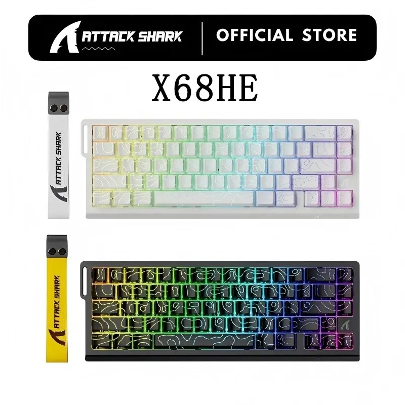 Original Brand ATTACK SHARK X68HE Magnetic Gaming Lighted Mechanical Keyboard RGB Backlit Keyboard 8K E-Sports Magnetic Axis Keyboard 0.01mm RT Accuracy RGB Lighting Keyboard RGB Backlight Keyboard