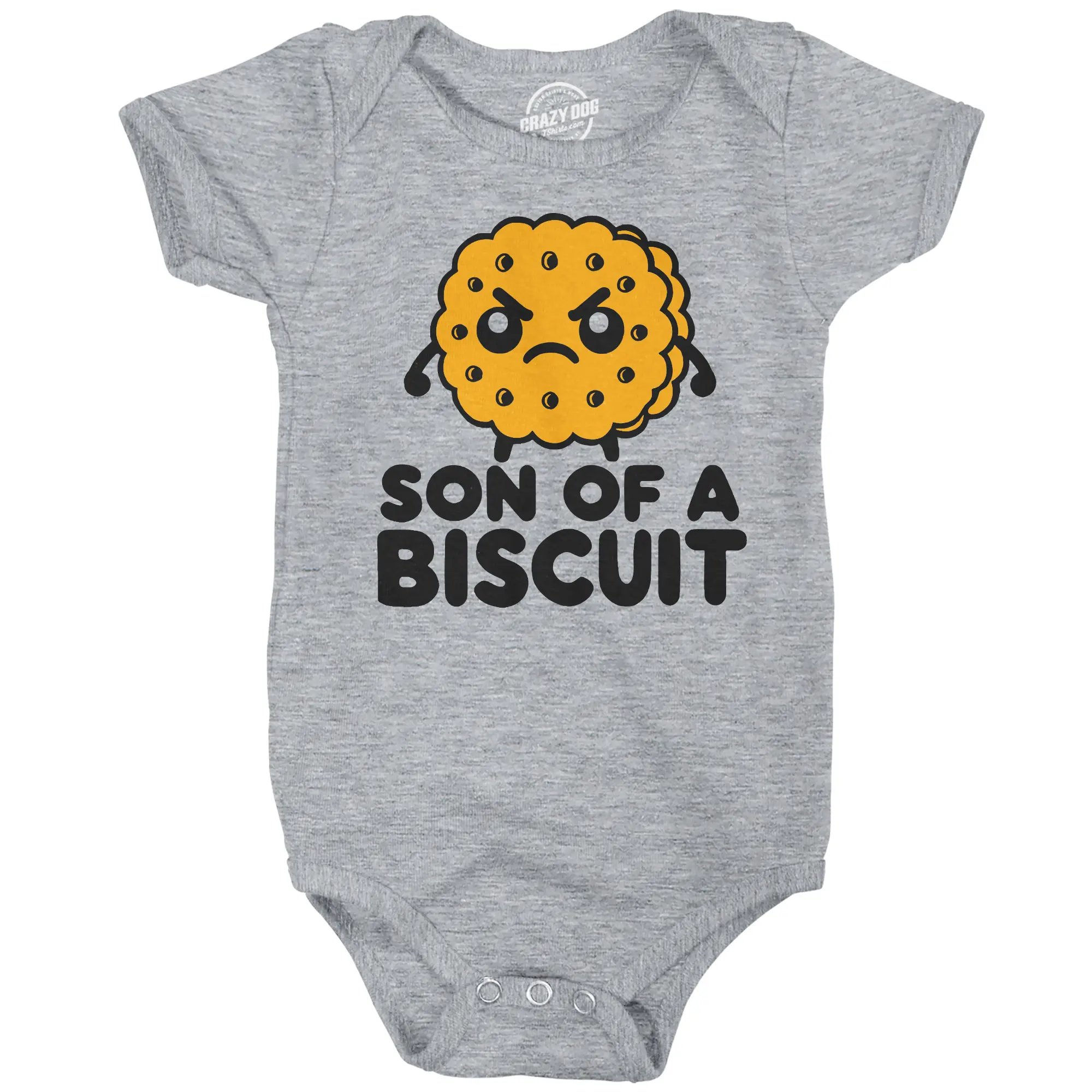Son Of A Biscuit Baby Bodysuit Funny Sarcastic Graphic Novelty Jumper For Infants Funny Baby Onesies Funny Food Onesie Novelty Onesie Light Grey
