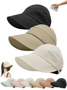 Adjustable Brim Sun Hat, Fits All Head Sizes, Comfortable Multi-Purpose Polyester Fiber, Sporty Cap, Multicolor Hats, Adjustable Size