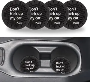 4-Pack Silicone Car Cup Holder Coasters – Waterproof, Non-Slip Interior Accessories – Funny Gifts for Men & Wome