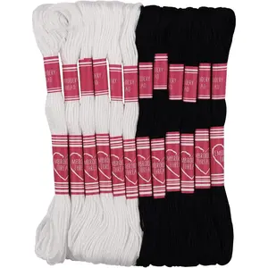 Friendship Bracelet String 12 Skeins, Embroidery Floss  Stitch Embroidery Thread Floss Bracelet Making Yarn, Craft Floss (Black and White)