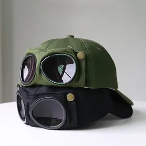 New Pilot Cap Personalized Sunglasses Duckbill Versatile Hat Unisex Green & Black Design plush hat