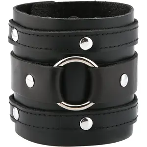 Wide Cuff Wrap Gothic Wristband Punk Rock Biker Wide Strap Leather Bracelet